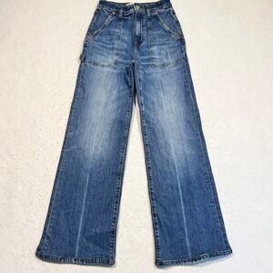 Daze Wide Leg Jeans Utility Denim Blue High Rise Women's 24 24x29‎